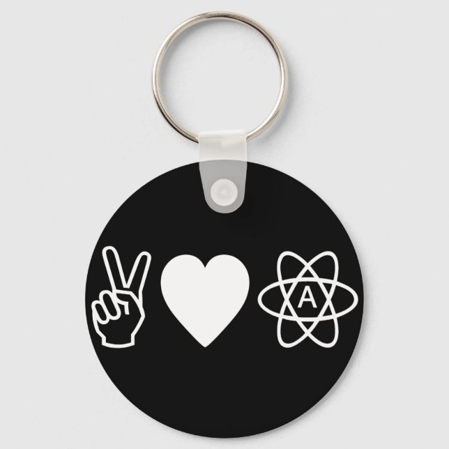 Peace Love Atheism Keychain (Front)