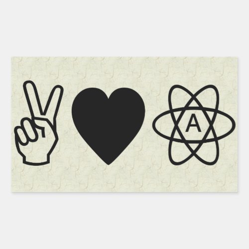 Peace Love Atheism Rectangular Sticker