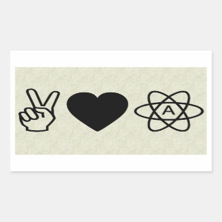 Peace Love Atheism Rectangular Sticker