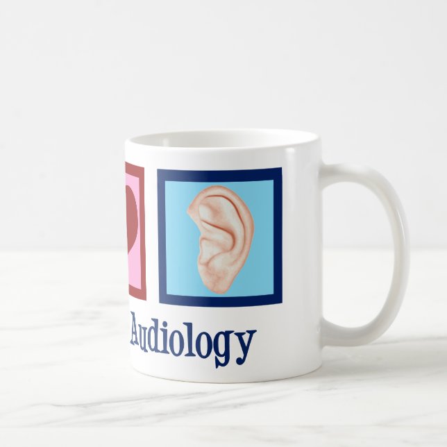 Peace Love Audiology Cute Audiologist Coffee Mug (Right)