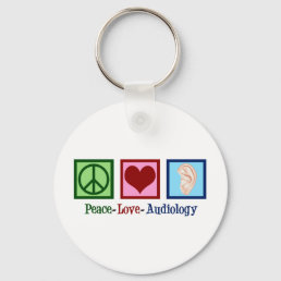Peace Love Audiology Cute Audiologist Keychain