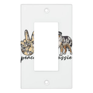 Peace, Love, Aussie, Australian Shepherd Dog, Pets Light Switch Cover