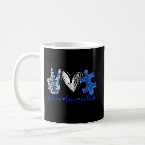 Peace Love Autism Autism Awareness Month Support A Coffee Mug