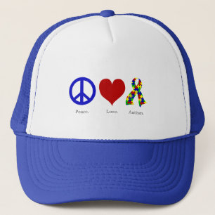 Peace. Love. Autism. (bright colored) Hat