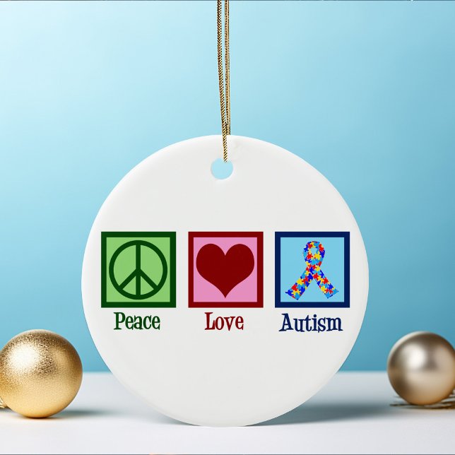 Peace Love Autism Ceramic Ornament (Creator Uploaded)