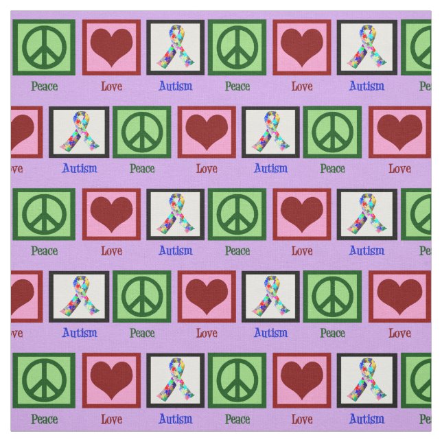 Peace Love Autism Fabric (Swatch)