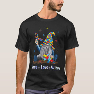 Peace Love Autism Gnome Autism Tie Dye Autism Awar T-Shirt
