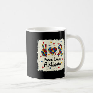 Peace Love Autism In April We Wear Blue For Autism Coffee Mug