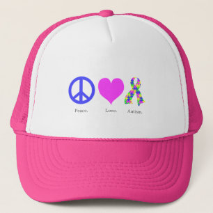 Peace. Love. Autism. (pastel colored) Hat