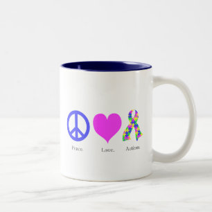 Peace. Love. Autism. (pastel colored) Mug