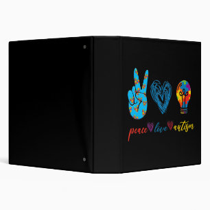 Peace Love Autism Puzzle Ribbon Autism Awareness P 3 Ring Binder