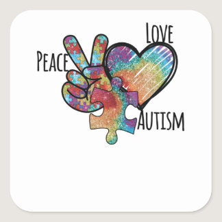 Peace Love Autism Square Sticker