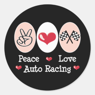 Peace Love Auto Racing Checkered Flag Stickers