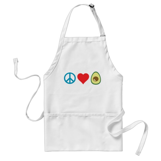 Peace Love Avocado Adult Apron (Front)