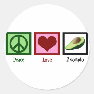 Peace Love Avocado Classic Round Sticker