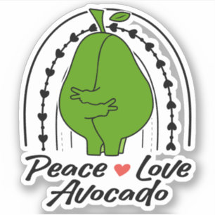 Peace Love Avocado Funny Retro Avocado Fruit Lover Sticker