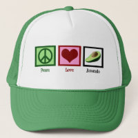 Peace Love Avocado Trucker Hat