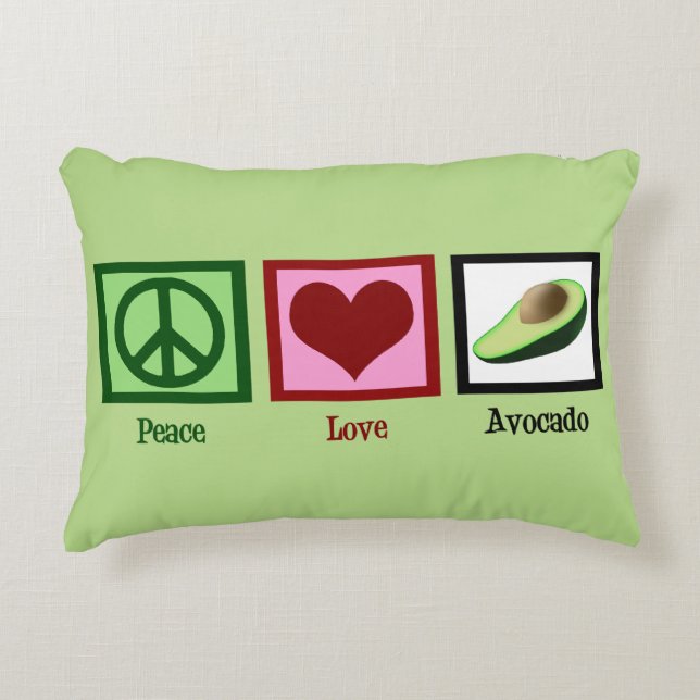 Peace Love Avocados Decorative Pillow (Front)