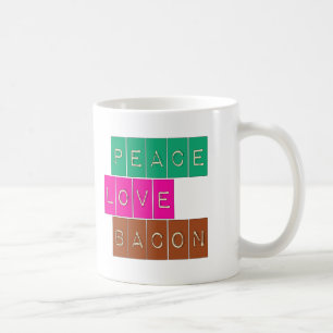 Peace Love Bacon Bright Colors Design Coffee Mug