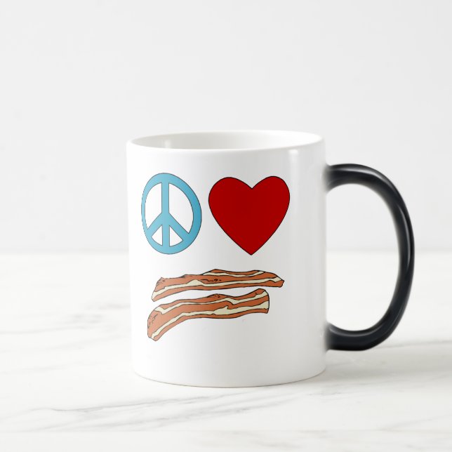 Peace Love Bacon Symbology Tshirt, Mug (Right)