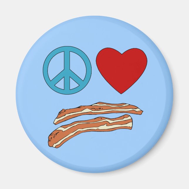 Peace Love Bacon Symbology Tshirt, Mug Magnet (Front)