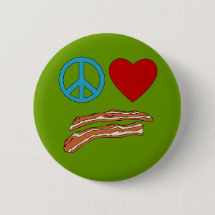 Peace Love Bacon Symbology Tshirt, Mug Pinback Button