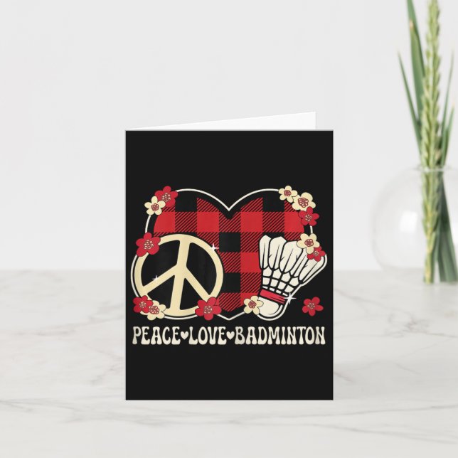 Peace Love Badminton Lover Outfit Women Girls Kids Card (Front)