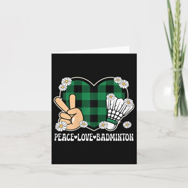 Peace Love Badminton Lover Outfit Women Girls Kids Card (Front)