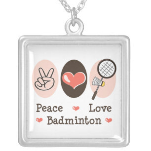 Peace Love Badminton Sterling Silver Necklace