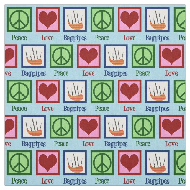 Peace Love Bagpipes Fabric (Swatch)