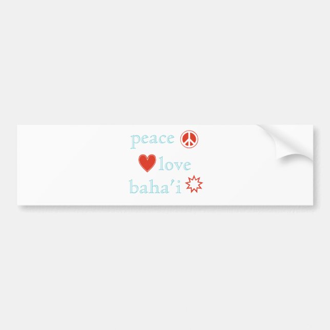 Peace Love Bahai Bumper Sticker (Front)