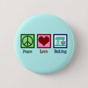 Peace Love Baking Cute Bakery Teal Stand Mixer Button