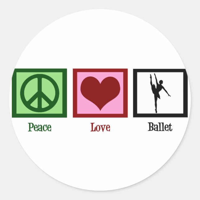 Peace Love Ballet Classic Round Sticker (Front)