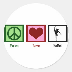 Peace Love Ballet Classic Round Sticker
