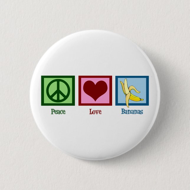 Peace Love Bananas Pinback Button (Front)