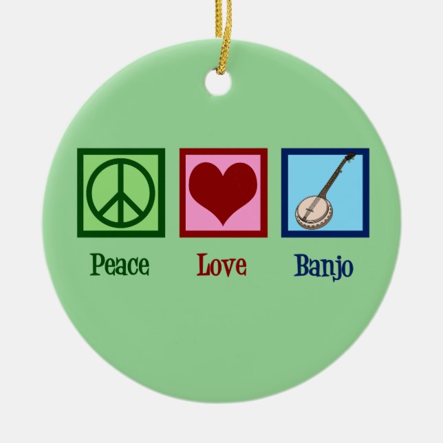 Peace Love Banjo Ceramic Ornament (Front)
