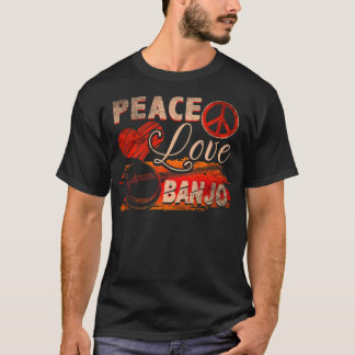 Peace Love Banjo Guitar Player Country Bluegrass P T-Shirt