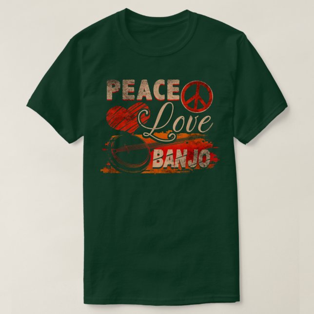 Peace Love Banjo Guitar Player Country Bluegrass T T-Shirt (Design Front)