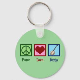 Peace Love Banjo Keychain