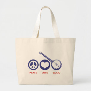 Peace Love Banjo Large Tote Bag
