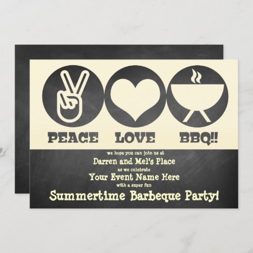 Peace Love Barbeque Invitation