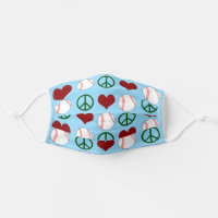 Peace Love Baseball Adult Cloth Face Mask