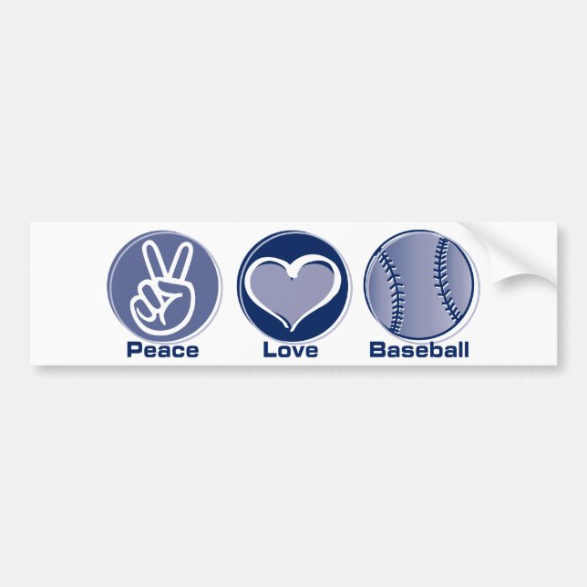 Peace Love Baseball Bumper Sticker (Front)