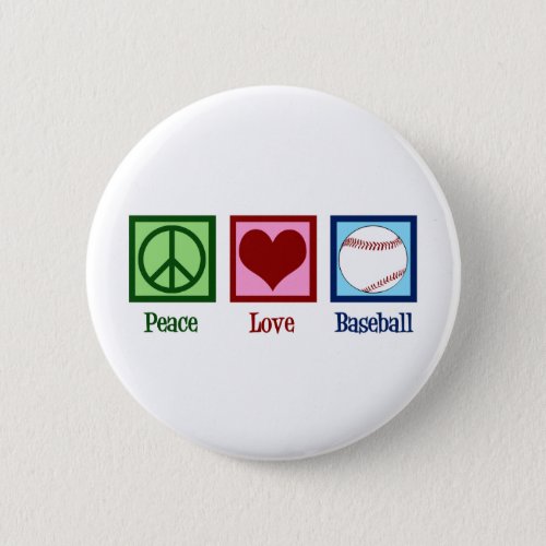 Peace Love Baseball Button