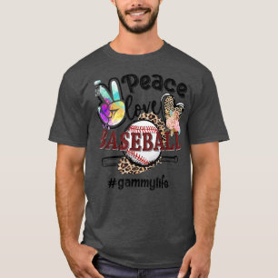 Peace Love Baseball Gammy Life Mom Grandma Leopard T-Shirt