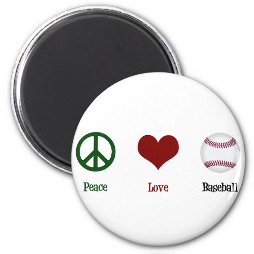 Peace Love Baseball Magnet