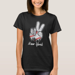 Peace Love Baseball New York Ny Skyline Apparel 2 T-Shirt