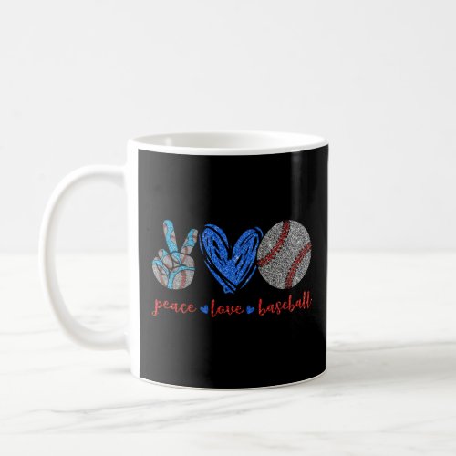 Peace Love Baseball Peace Hand Sign Heart Baseball Coffee Mug