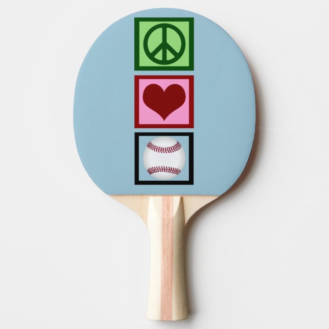Peace Love Baseball Ping-Pong Paddle (Front)