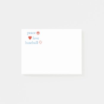 Peace Love Baseball Post-it Notes by PNGDesign at Zazzle